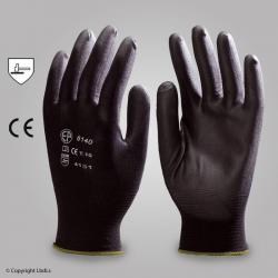Gants de palpation sureté paume enduite en PU, lot de 10 paires NOIR T7