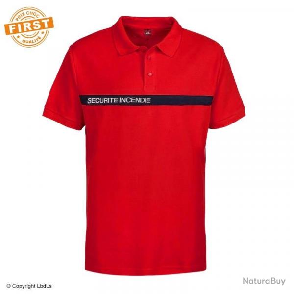 Polo SSIAP FIRST rouge bande marine brod