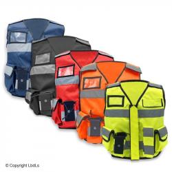 Gilet MULTIPOCKET haute visibilité personnalisable JAUNE réglable S à 4XL