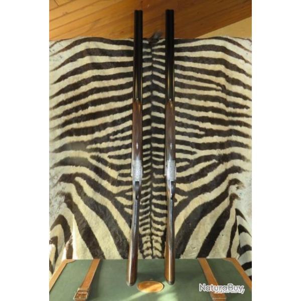 Paire juxtaposs  platines LAURONA cal.12/70 canons 70cm 1/4 1/4 et 1/4 1/2 jecteurs, DD
