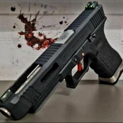 PRE COMMANDE Glock34 FORCE BLACK SLIDE & SILVER BARREL WE CUSTOM FIBRE OPTIQUE PHOSPHO BY PNA