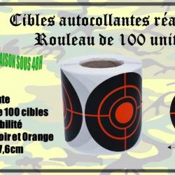 Rouleau de 100 cibles réactives autocollantes noir et orange