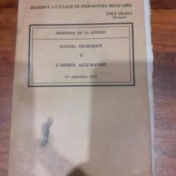 Livre 2nd Guerre Mondiale, Manuel Technique l'armée allemande, 1 sept 1943, TM-E 30-541, en Français