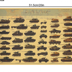 Affiche, poster vintage de chars de guerre, taille 26x51cm