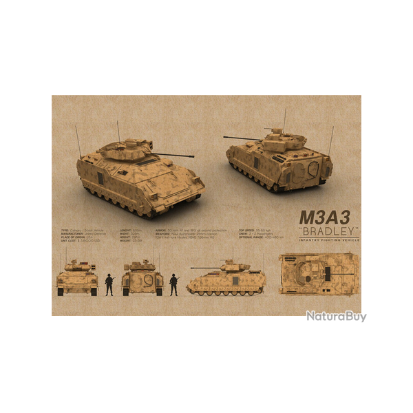 Affiche, poster vintage de char de guerre! taille 42x30cm modle 3