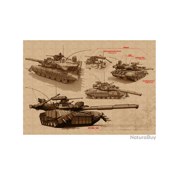 Affiche, poster vintage de char de guerre! taille 42x30cm modle 17