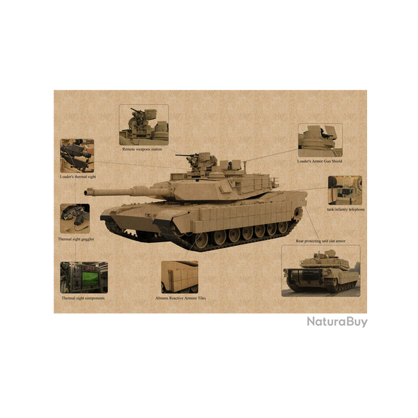 Affiche, poster vintage de char de guerre! taille 42x30cm modle 20