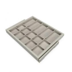 Kit tiroir d'organisation Emuca avec glissières à fermeture douce pour armoire module 600mm gris pie