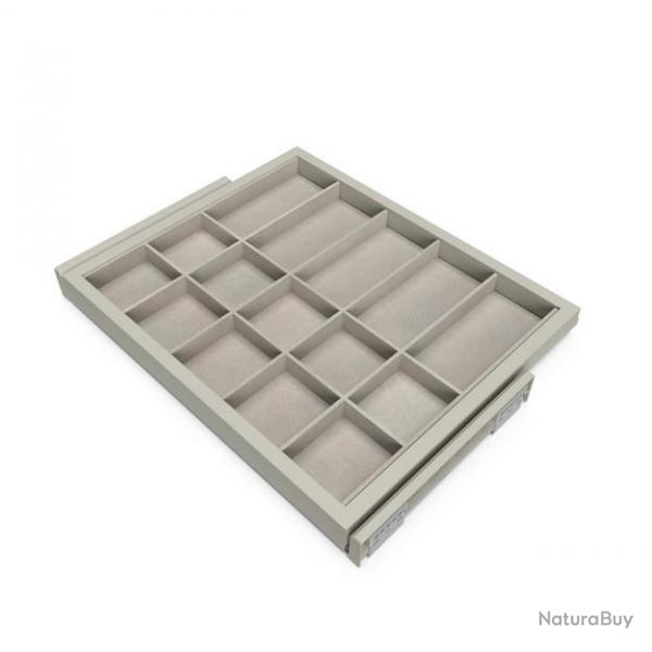 Kit tiroir d'organisation Emuca avec glissires  fermeture douce pour armoire module 600mm gris pie