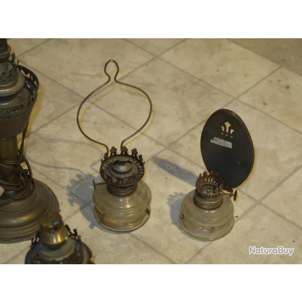 4 lampes  ptrole  complter,  restaurer 2 avec douille lectrique dcoration