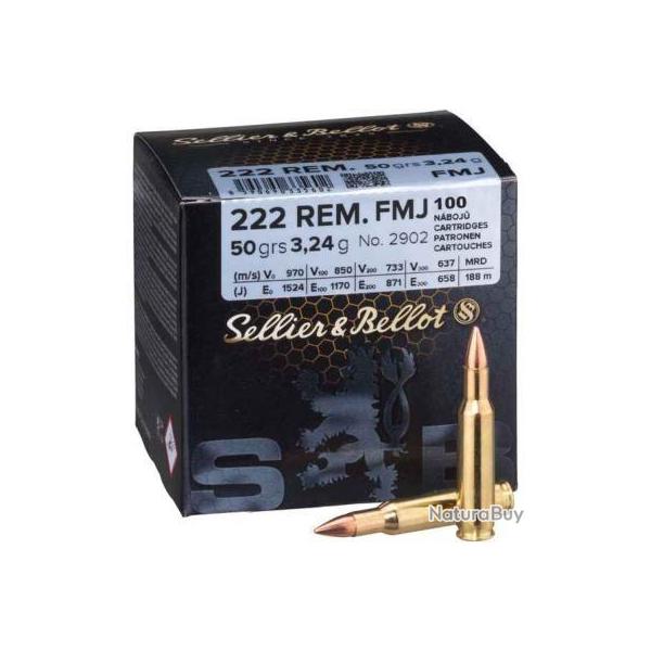 MUNITIONS SELLIER - BELLOT 222 FMJ 3,2G VRAC X 100