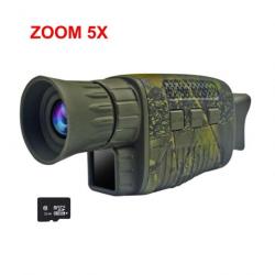 Caméra Vision Nocturne Infrarouge Zoom5X Mémoire 32Go Monoculaire Photos Vidéos Chasse Outdoor Rando