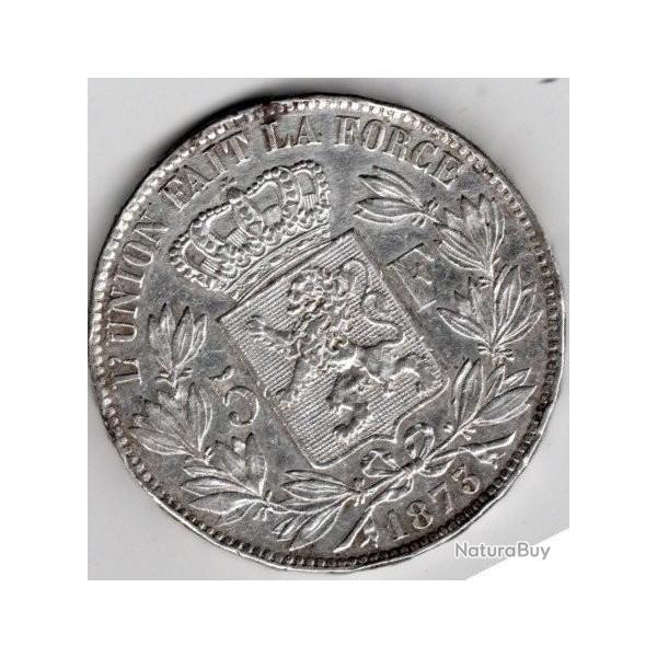 5 francs ARGENT - LEOPOLD II - 1873 -  qualit  SUP