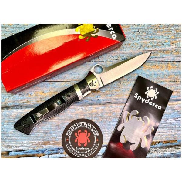 Couteau Spyderco Vallotton Sub-Hilt Lame Acier CPM-S30V Manche G10 Linerlock Clip SC149GP