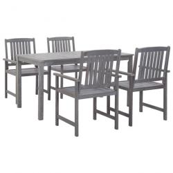 Mobilier à dîner d'extérieur 5 pcs Gris Bois d'acacia solide 45940