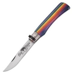 Couteau pliant Old Bear Rainbow en bois d'Ayous taille XL
