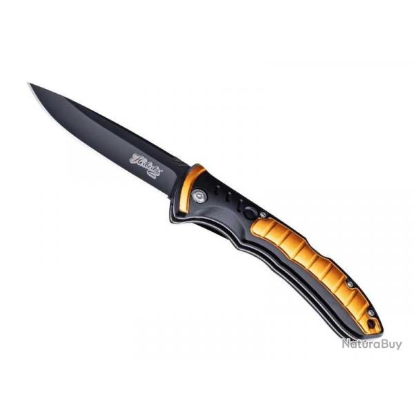 COUTEAU HERBERTZ ALU NOIR/ORANGE 11,5CM INOX NOIR