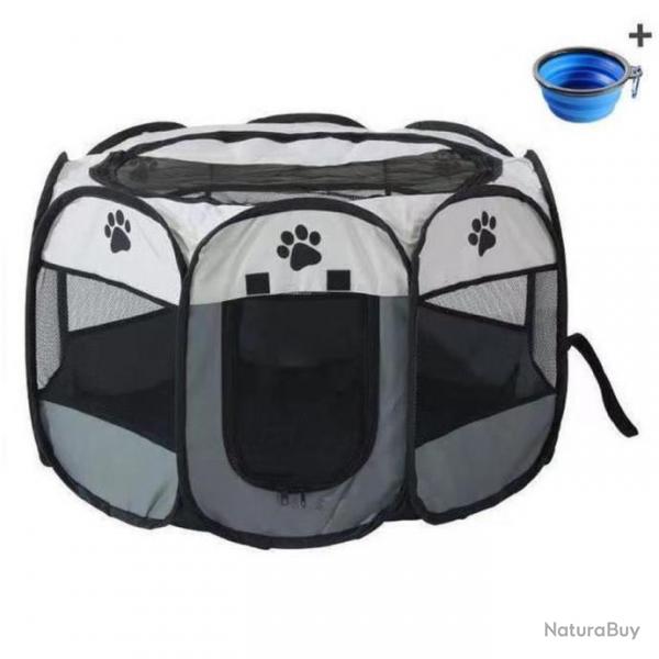 Parc  Chiots Pliable Enclos Tente Chien Chat Chatons animaux de compagnie Gris