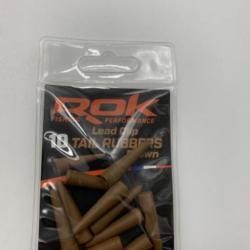 10 manchons Rok Fishing lead clip tail rubber marron