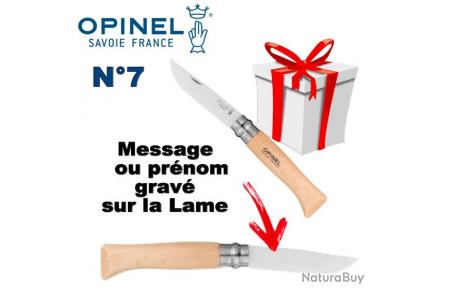 Couteau n°7 bout rond, lame inox, manche hêtre naturel Opinel