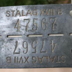 PLAQUE D'IDENTITÉ DE STALAG WW2 " XVII B " ALLEMAND 7 B
