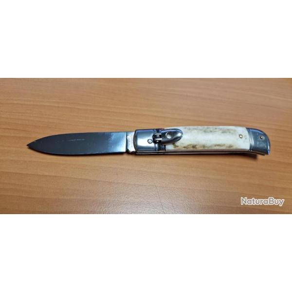 Couteau pliant automatique Consorzio - Lame de 85mm avec manche en bois de cerf