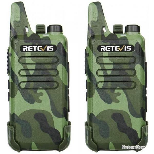 Talkie Walkie Professionnel Longue Porte VOX 6 Canaux Squelch Scan Camouflage X2 Rechargeable