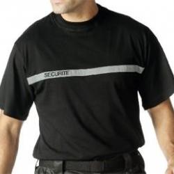 T shirt noir SECURITE bande grise