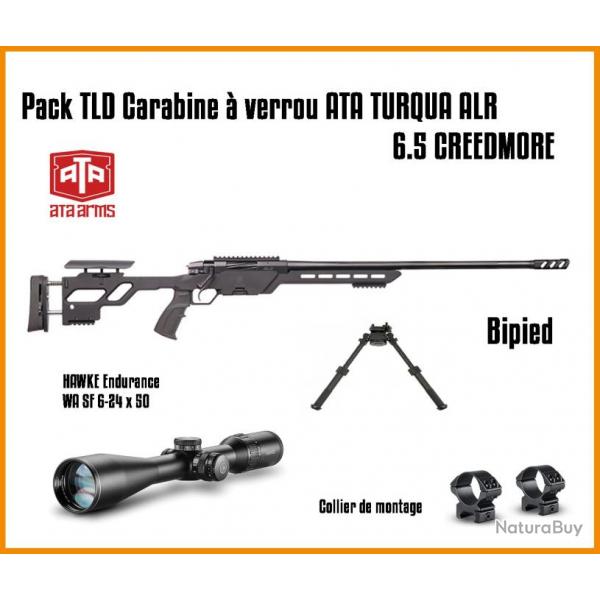 Pack TLD Carabine  verrou ATA TURQUA ALR - ATA 6.5 CREEDMORE + HAWKE Endurance WA SF 6-24 x 50 Mont