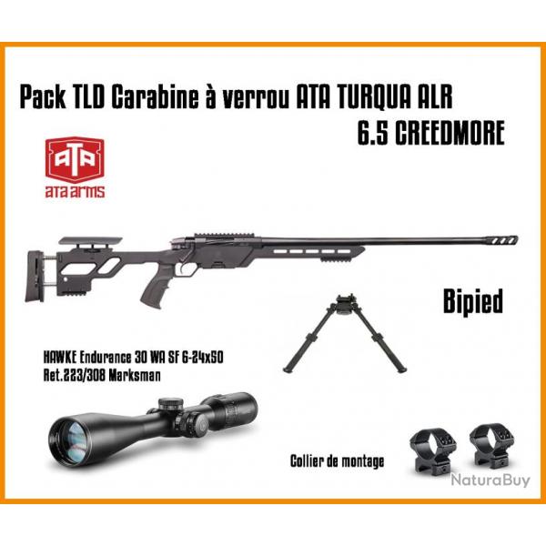 Pack TLD Carabine  verrou ATA TURQUA ALR - ATA 6.5 CREEDMORE + HAWKE Endurance 30 WA SF 6-24x50 Ret