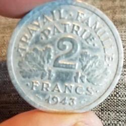 Pièce de monnaie 2 Francs Français de 1943