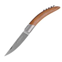 Couteau pliant Goyon-Chazeau gamme " Stylver" olivier guilloché à la main et tire-bouchon
