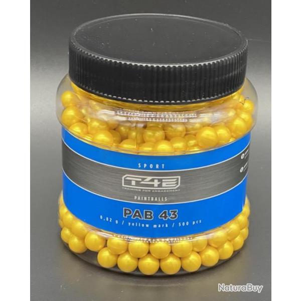 Billes BIO jaune Paintball Calibre 43 en boîte de 500 (PAB43)