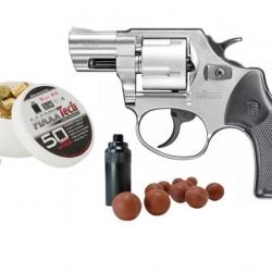 Pack prêt à tirer Revolver Röhm RG59 calibre 9MM RK (Revolver d'alarme + 50 Munitions + embout self-