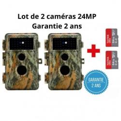 Caméra de chasse 24MP HD - X2 - Avec 2 cartes SD 64 Go offertes - LIVRAISON GRATUITE ET RAPIDE