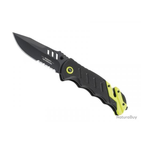 COUTEAU HERBERTZ TOP COLLECTION G10 NOIR/FLUO 12CM 440 + ETUI