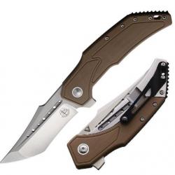 Couteau Begg Knives Astio Tan Lame Tanto D2 Manche G10/Stainless IKBS Framelock Clip BG009