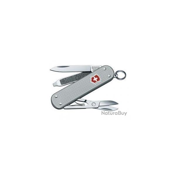 BEL170 COUTEAU SUISSE VICTORINOX "CLASSIC ALOX SILVER" METAL 5 FONCTIONS NEUF