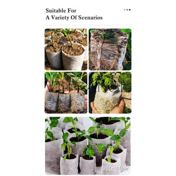 100 Pots Sacs de Culture Biodegradable, Taille: 12x12cm