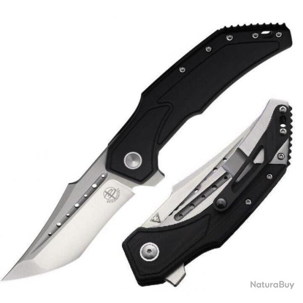 Couteau Begg Knives Astio Black Lame Tanto D2 Manche G10/Stainless IKBS Framelock Clip BG008