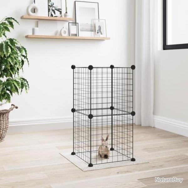 Cage animaux de compagnie  8 panneaux Noir 35x35 cm Acier
