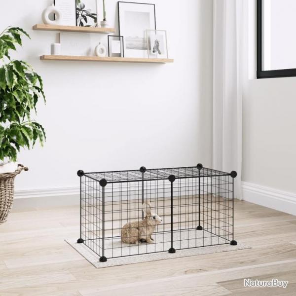 Cage animaux de compagnie  8 panneaux Noir 35x35 cm Acier