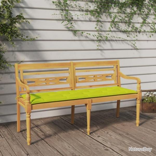 Banc Batavia avec coussin vert brillant 150 cm Bois teck massif