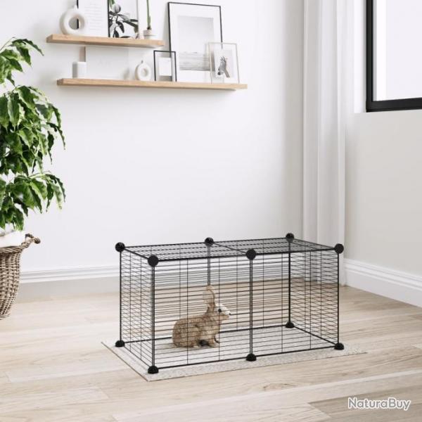 Cage animaux de compagnie  8 panneaux Noir 35x35 cm Acier