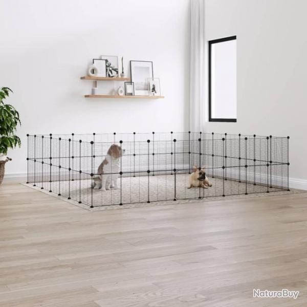Cage animaux de compagnie  60 panneaux et porte Noir 35x35 cm