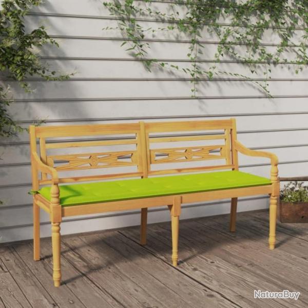 Banc Batavia avec coussin vert brillant 150 cm Bois teck massif