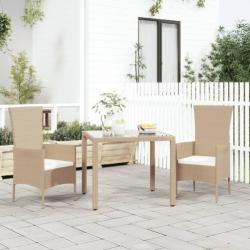 Chaises de jardin avec coussins 2 pcs Résine tressée Beige