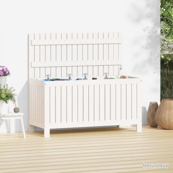 Bote de rangement de jardin Blanc 115x49x60 cm Bois de pin