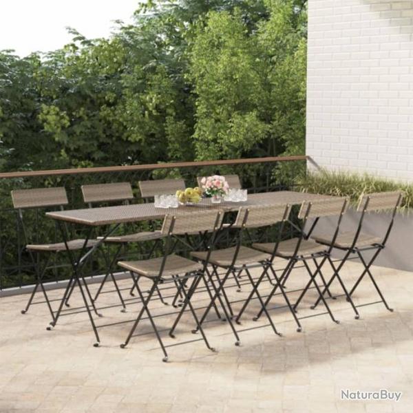 Chaises de bistrot pliantes 8 pcs Gris Rsine tresse et acier