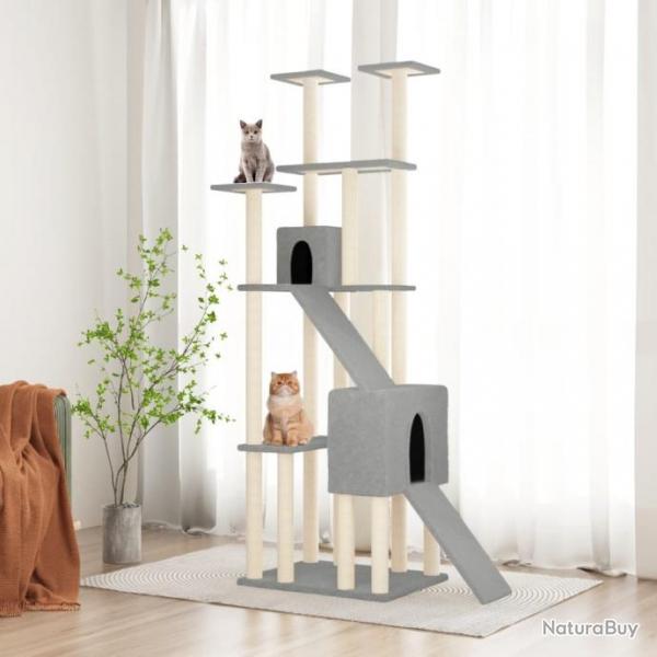 Arbre  chat avec griffoirs en sisal Gris clair 190 cm